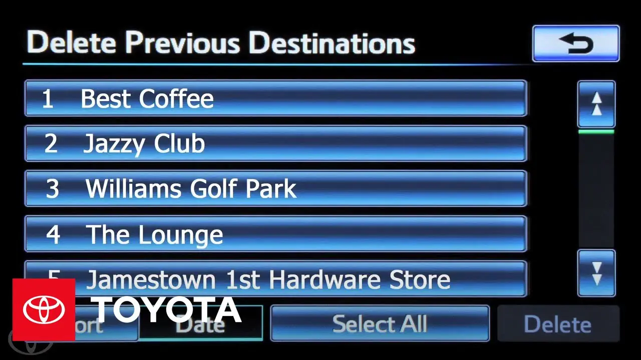 How Do You Delete Destinations on Toyota Navigation 2021